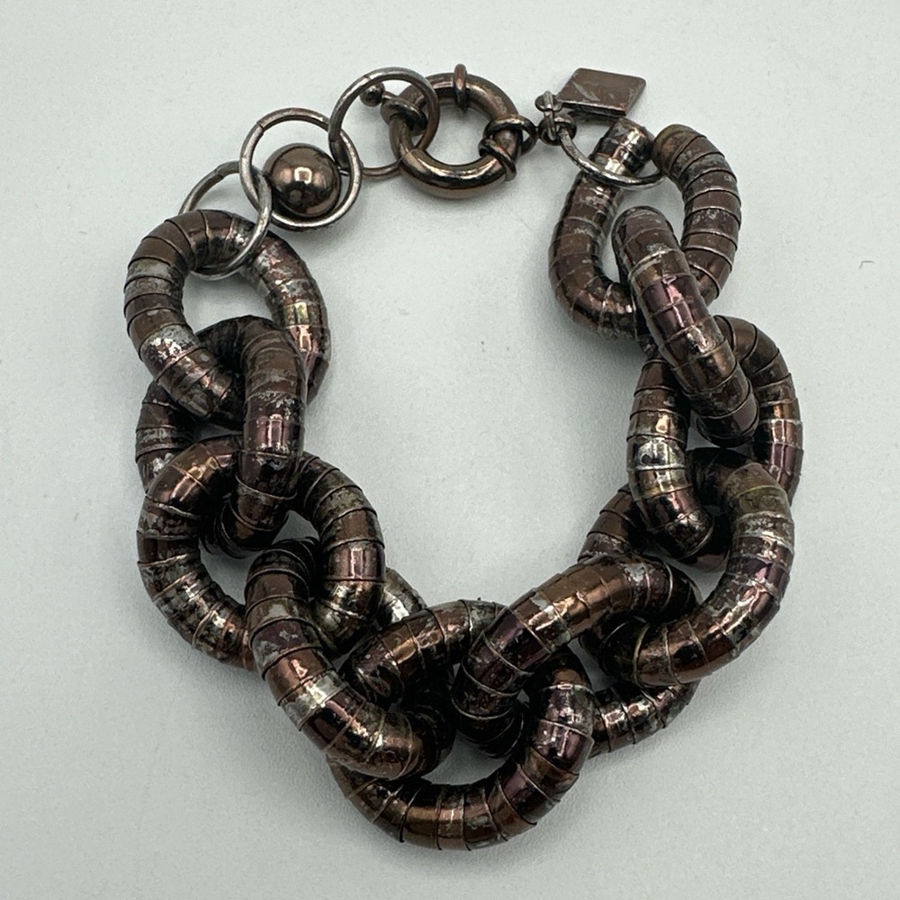Vintage‎ Sequin jewelry bracelet wide link #755